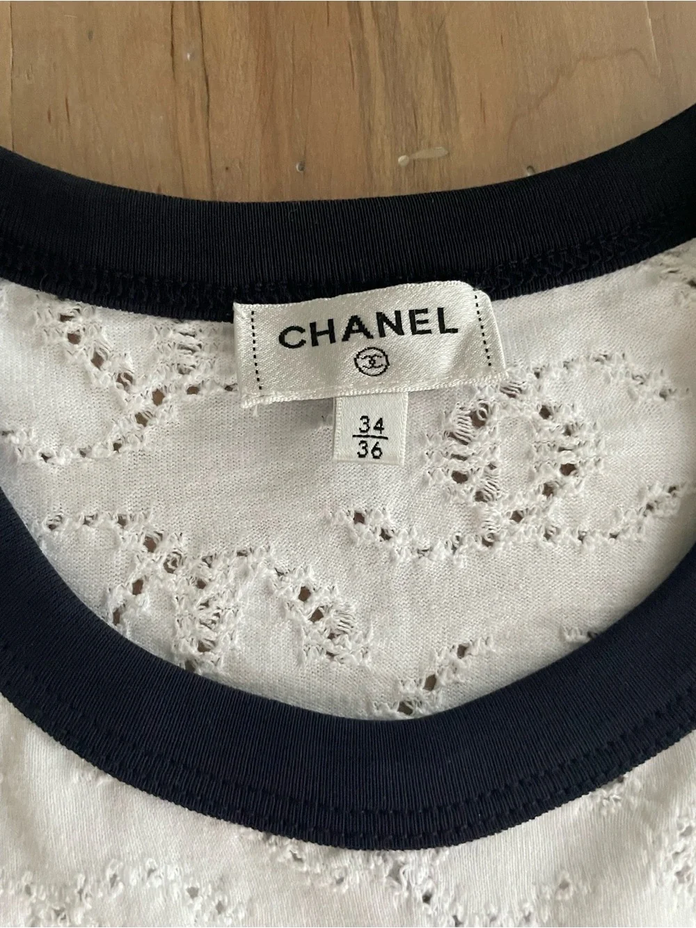 CHANEL white eyelet